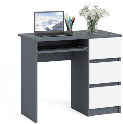 Мори Стол компьютерный МС-6 правый, цвет графит/белый, ШхГхВ 90х50х76,6 см., выдвижные ящики справа, НЕ универсальная сборка