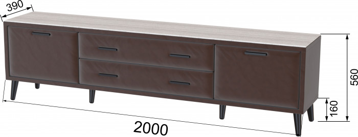 Тумба ТВ интерьерная 2,0 Пай коричневый/мдф сандал белый