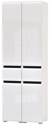 Сидней 13.202 Шкаф с ящиком 2 штуки, корпус: белый/чёрный/фасады: МДФ белый глянец