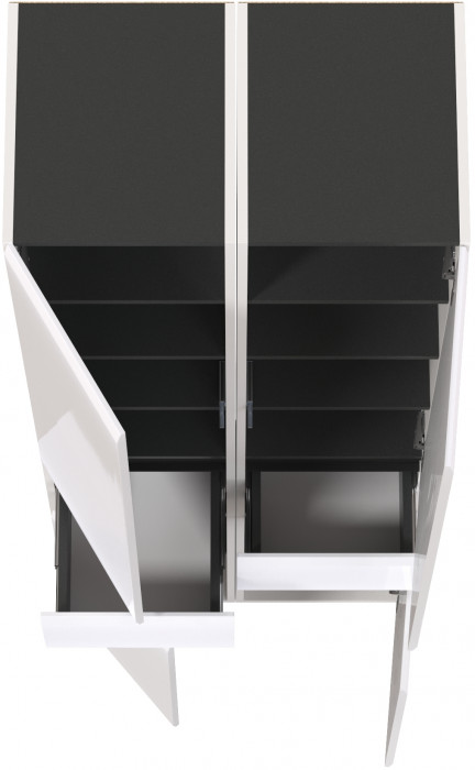 Сидней 13.202 Шкаф с ящиком 2 штуки, корпус: белый/чёрный/фасады: МДФ белый глянец