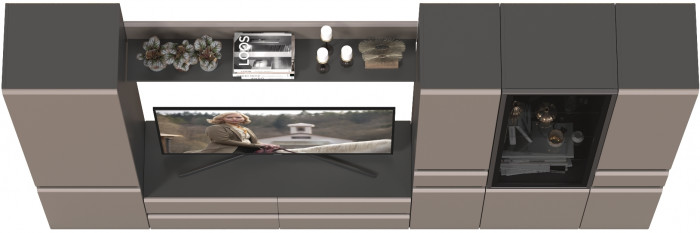 Сидней Комплектация № 059, корпус: антрацит/фасады: МДФ веллюто капучино