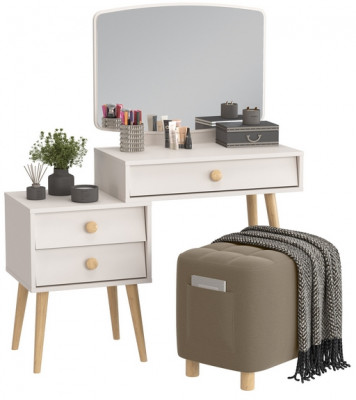 Афина Спальня 4-25901М1к.с. Трюмо + Банкетка 6-5127ТКВорех Вики, кашемир серый/ткань орех