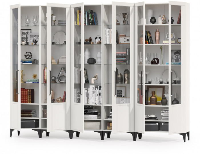 Валенсия Гостиная № 133, ЛДСП белый шагрень/МДФ белый шагрень