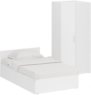 Кровать 1200 + угловой шкаф Стандарт, белый