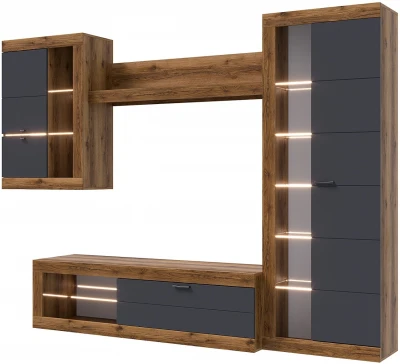 Прага Модульная Гостиная, вариант №5, Дуб Делано/Графит