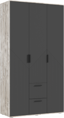 Сильвия Шкаф 3-х створчатый 1200, Браш Графит/Дуб Юкон