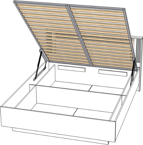Кровать 160х200 "Харди" с подъемным механизмом - Белый текстурный/Ясень белый