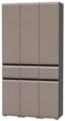 Сидней 13.202 Шкаф с ящиком 3 штуки, корпус: антрацит/фасады: МДФ веллюто капучино