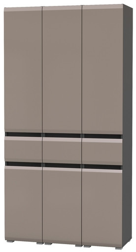 Сидней 13.202 Шкаф с ящиком 3 штуки, корпус: антрацит/фасады: МДФ веллюто капучино