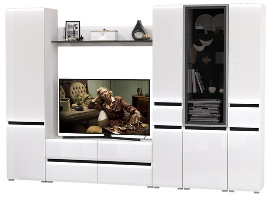 Сидней Комплектация № 059, корпус: белый/чёрный/фасады: МДФ белый глянец