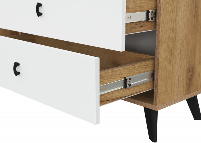 Комод 3 ящика Байкал (со створкой), Дуб Золотой, Белый матовый