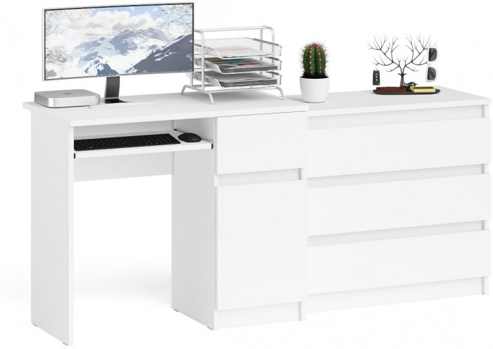 Мори компьютерный стол МС-1 правый + Комод МК800.1, белый