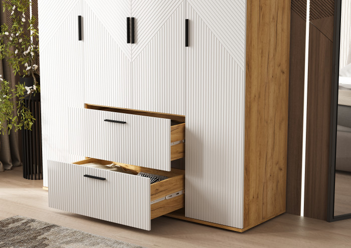 Сильвия Шкаф 4-х створчатый 1600, Браш Вайт/Дуб Крафт