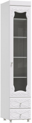 Шкаф-пенал 1дв. (гл.560) со стеклом и ящиками Италия ИТ-36 белое дерево