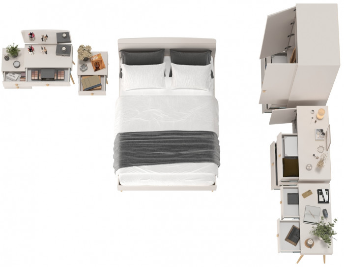 Афина Спальня 28-1400, цвет кашемир серый, сп.м. 1400х2000 мм., б/м, основание есть - фанера