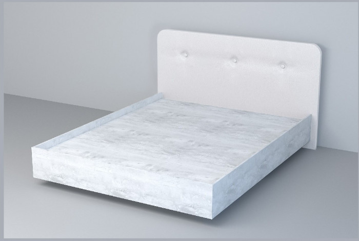 Кровать 1,4 арт.031 (Пуговицы) ЛН. (Бетон Светлый/К/з Белый Глянец)