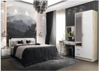 Модульная спальня Софи, композиция 3, Белый глянец/Дуб Сонома