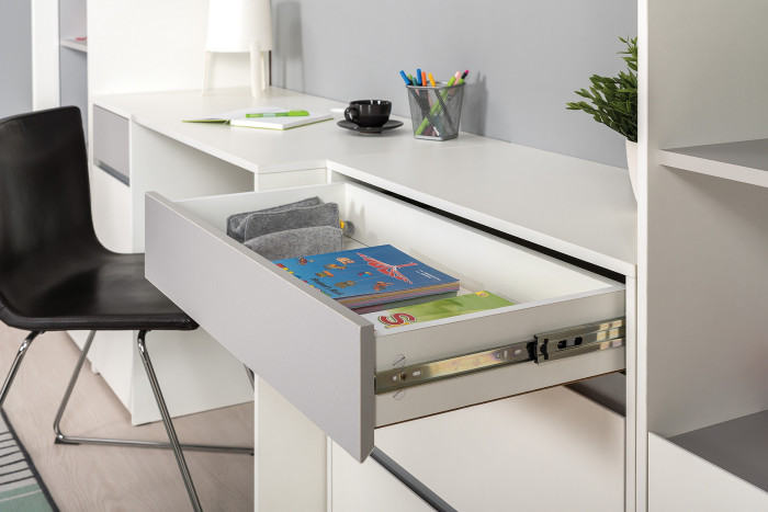 Торонто 13.321 Комод + 13.321 Комод + 16.475 Полка, белый шагрень/стальной серый