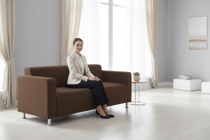 Диван прямой Томи, 200 см, велюр, коричневый