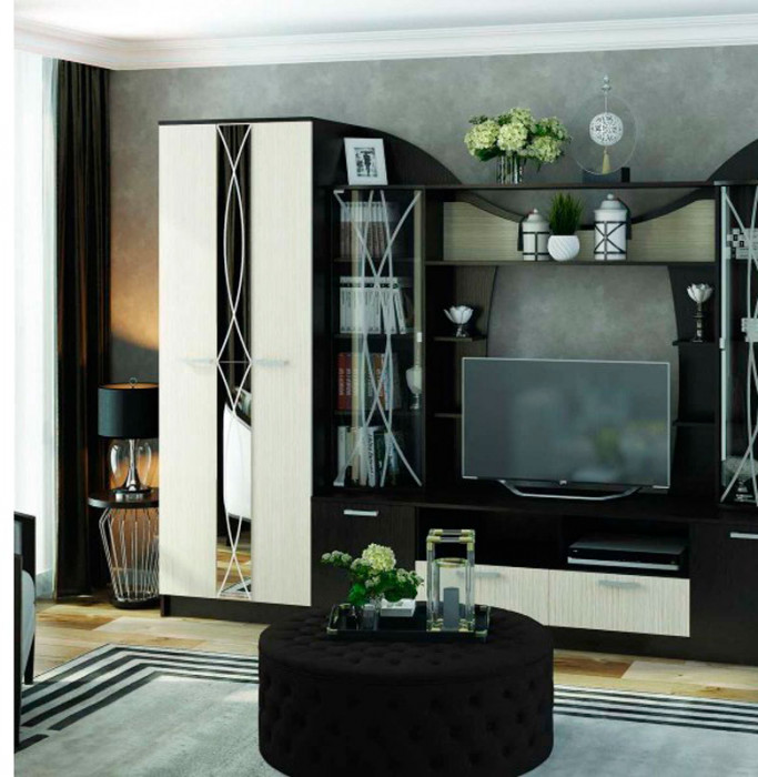 Гостиная ОЛЬБИЯ шкаф (700х2100х542) шимо темный/шимо светлый