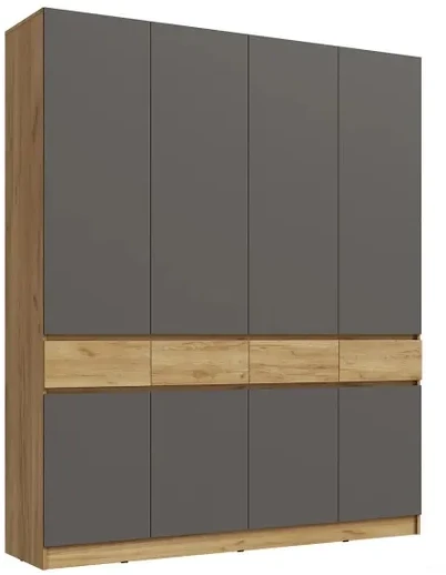 Шкаф 4-х створчатый Артек, Графит/Дуб крафт золотой