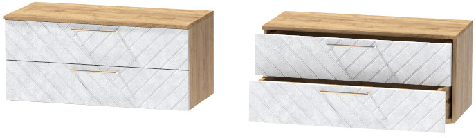 Тумба-5 прикроватная подвесная "Иннэс-7", Крафт золотой/Бетон снежный