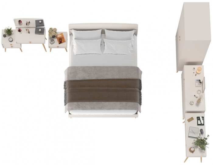 Афина Спальня 28-1600, цвет кашемир серый, сп.м. 1600х2000 мм., б/м, основание есть - фанера