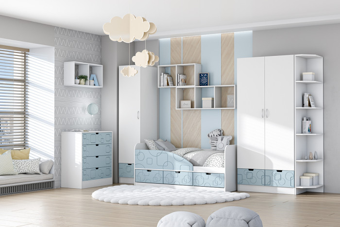 Детская комната Бриз МДФ, набор 7, Белый/Антарктида (Квадрат)