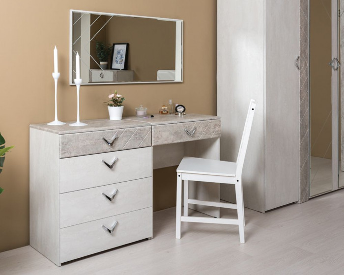 Амели Спальня № 7 13.106 + 12.48 + 03.240 + Шкафы 08.49 + 13.133 + 13.131 + 13.140 + Кровать 11.31 + под. ортопед + Тумбочка, 1600х2000 мм, б/м