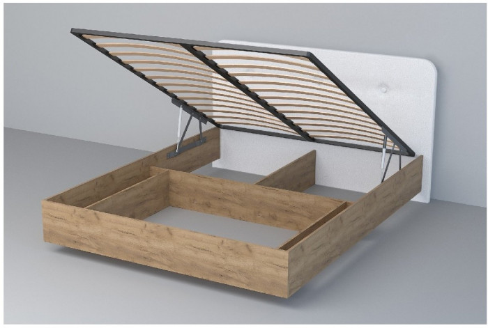 Кровать 1,4 арт.031 (Пуговицы) ПМ. (Бетон Светлый/Стальной Серый)