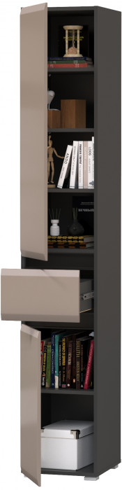 Сидней 13.202 Шкаф с ящиком, корпус антрацит/фасады: МДФ веллюто капучино