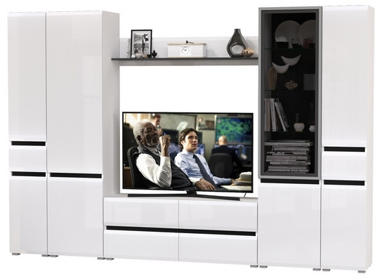 Сидней Комплектация № 060, корпус: белый/чёрный/фасады: МДФ белый глянец