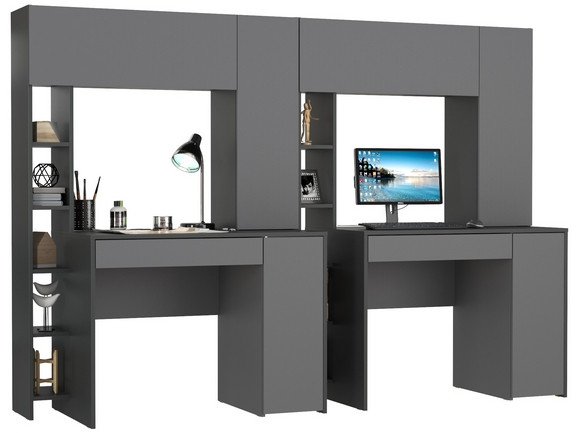 компьютерный стол Комфорт 12.71 + компьютерный стол Комфорт 12.71, антрацит/тёмно-серый