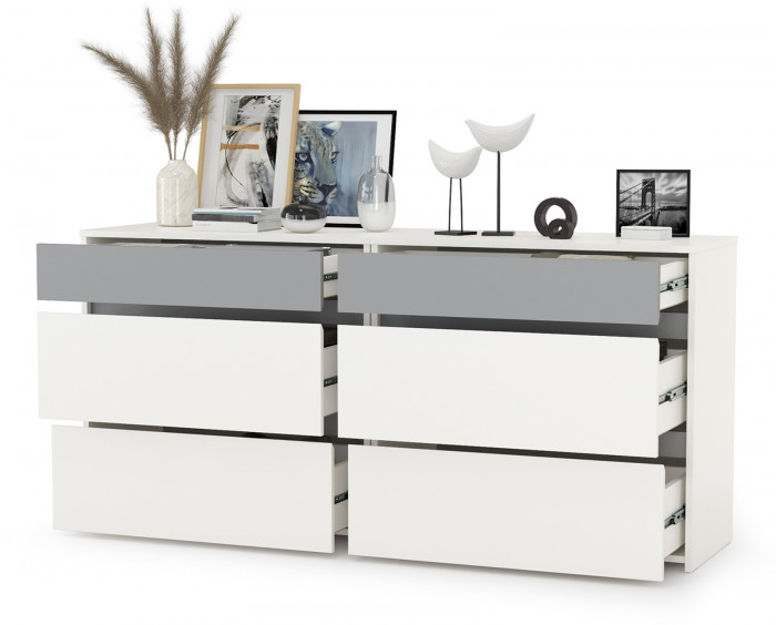 Торонто 13.321 Комод + 13.321 Комод, белый шагрень/стальной серый