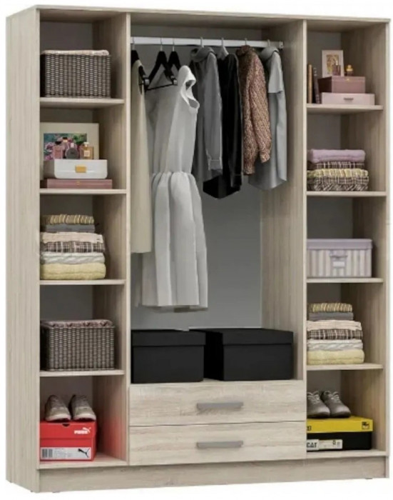 Мартина Шкаф для одежды 4-дверный (Дуб Сонома / белый)