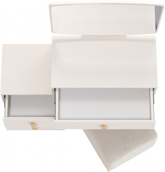 Афина Спальня 4-25901М1к.с. Трюмо + Банкетка 6-5133ТКВмол Куби, кашемир серый/ткань молоко