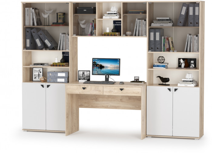 Бостон № 28, дуб эндгрейн элегантный/фасады МДФ милк рикамо софт