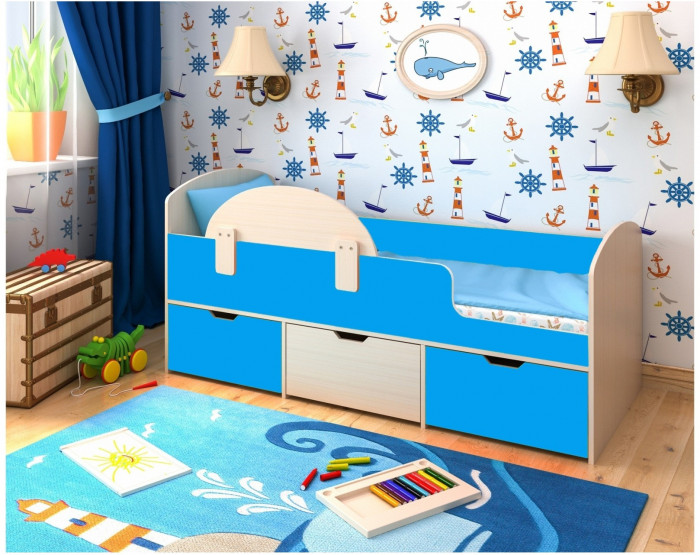 Кровать Малыш Мини (Дуб молочный/Лайм)