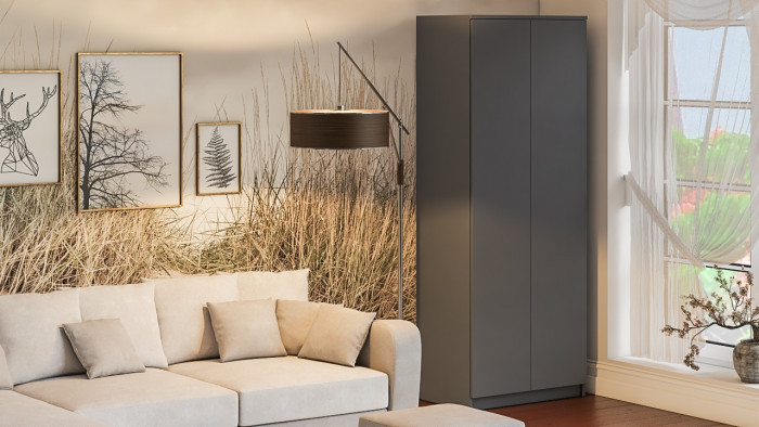 Мори Шкаф МШ800.1, цвет графит, ШхГхВ 80,4х50,4х209,6 см.