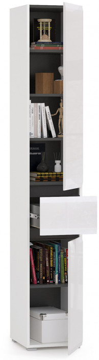 Сидней 13.202 Шкаф с ящиком, корпус: белый/чёрный/фасады: МДФ белый глянец