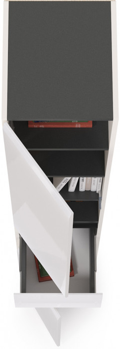 Сидней 13.202 Шкаф с ящиком, корпус: белый/чёрный/фасады: МДФ белый глянец