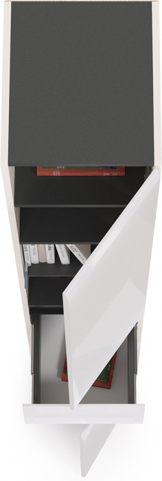 Сидней 13.202 Шкаф с ящиком, корпус: белый/чёрный/фасады: МДФ белый глянец