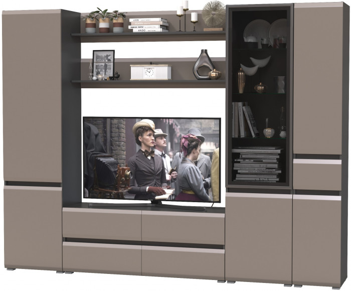 Сидней Комплектация № 061, корпус: антрацит/фасады: МДФ веллюто капучино