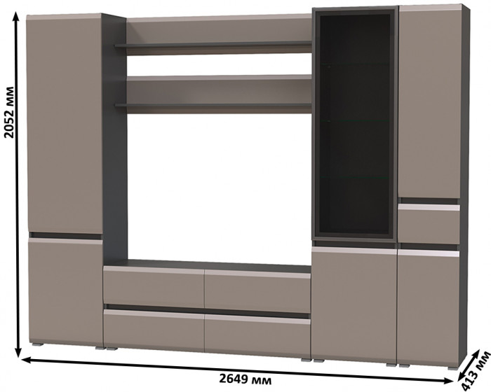 Сидней Комплектация № 061, корпус: антрацит/фасады: МДФ веллюто капучино
