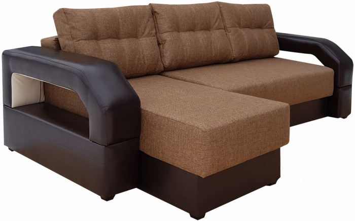 Диван еврокнижка Манчестер УГЛОВОЙ 160 рогожка коричневая НПБ