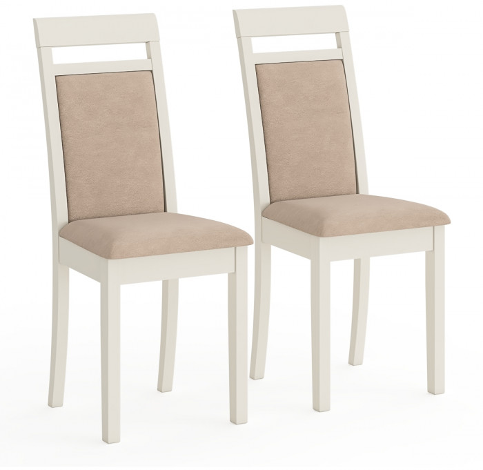 Два стула Мебель--24 Гольф-12 разборных, цвет слоновая кость, обивка ткань велюр бежевый 05, 40х40х100 см., от пола до верха сиденья 47 см.(мягк сп.)