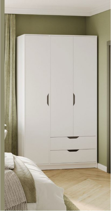 РУНА ШК 03 Шкаф 3-х створчатый Фасад БЕЛЫЙ/Корпус БЕЛЫЙ