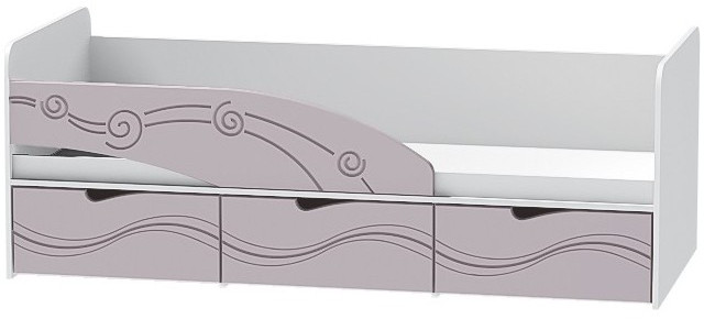 Детская кровать Бриз-3 80х190, волна (Антарктида/Белый/Левый)