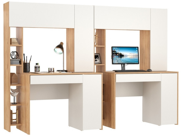 компьютерный стол Комфорт 12.71 + компьютерный стол Комфорт 12.71, дуб золотой/белый