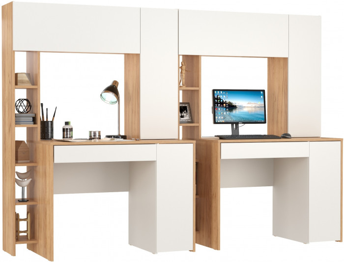 компьютерный стол Комфорт 12.71 + компьютерный стол Комфорт 12.71, дуб золотой/белый